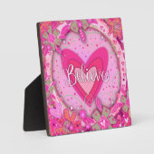 Geloof Inspirerend Hart Bloemen  Roze Fotoplaat (Voorkant)