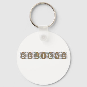 GELOOF Inspirerend Motivation Gold Text White Sleutelhanger