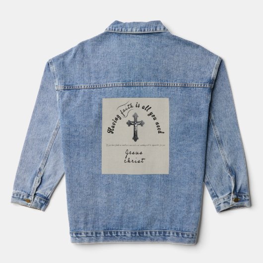 Geloof is alles wat je nodig hebt denim jacket (Achterkant)