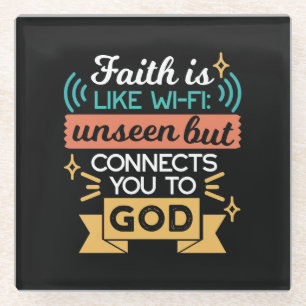 Geloof is als WiFi Grappige Christelijke Citaat Ku Glazen Onderzetter
