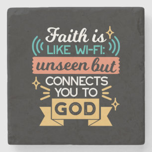 Geloof is als WiFi Grappige Christelijke Citaat Ku Stenen Onderzetter