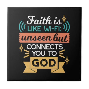 Geloof is als WiFi Grappige Christelijke Citaat Ku Tegeltje