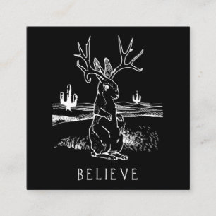 Geloof Jackalope Cryptid Rabbit Bunny Apparel Vierkante Visitekaartje