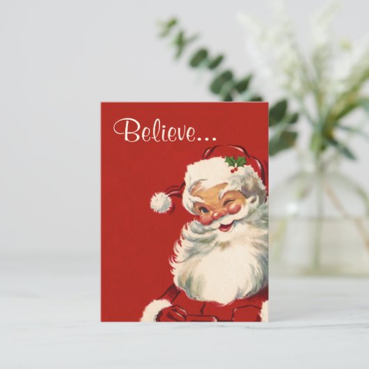 "Geloof" Jolly kerstman Feestdagenkaart (Staand voorkant)