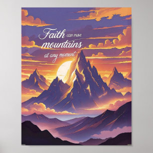 Geloof Kan Bergen Verzetten – Zonsondergang Inspir Poster