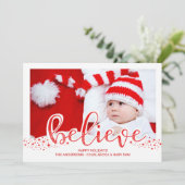 Geloof Kerst grillige Hand Script Foto Feestdagenkaart (Staand voorkant)