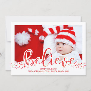 Geloof Kerst grillige Hand Script Foto Feestdagenkaart