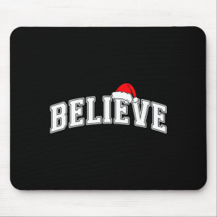 Geloof Kerst Varsity Tekst Met Kerstman Hoed Famil Muismat