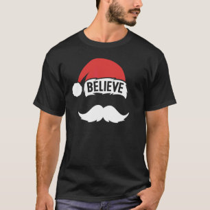 Geloof Kerstman Hoed Muts Witte Snor Familie Chris T-shirt