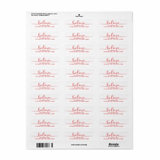Geloof Kerstmis Hand Lettered Script Label (Full Sheet)
