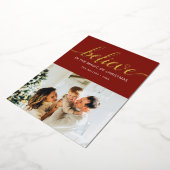 Geloof kerstscript foto Red Folie Feestdagenkaart (Gedraaid)