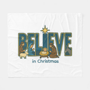 Geloof kerststal fleece deken