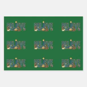 Geloof kerststal  inpakpapier vel