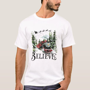 Geloof Kersttrein Vintage Kerst Stoomtrein T-shirt