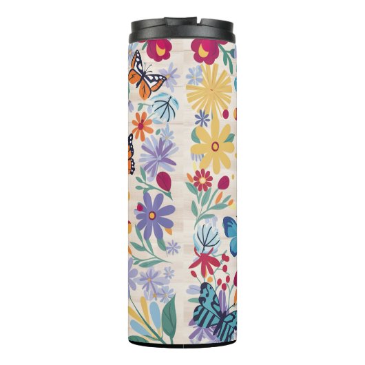 Geloof: Kleurrijke bloemen, mogelijk, gemakkelijk Thermosbeker (Achterkant)