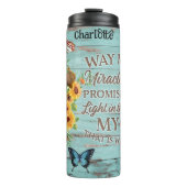 Geloof: Kruis, Zonnebloemen, Weg Maker Thermosbeker (Voorkant)