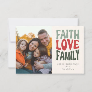 Geloof, Liefde, Familie - retro belettering Notitiekaartje