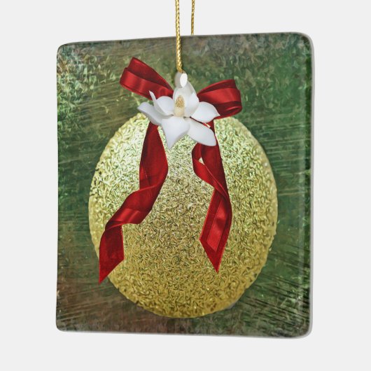 Geloof Magnolia Bloem Kerst Bal Sieraad Keramisch Ornament (Links)