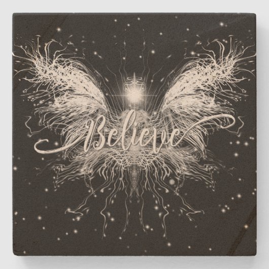 Geloof me Fairy Starlight Fantasy Black Stenen Onderzetter (Voorkant)