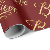Geloof me Gold Red Kerstfeestdag legant script Cadeaupapier (Rol Hoek)