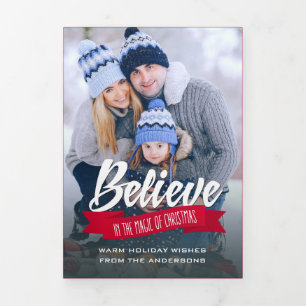 Geloof me. Multi Photo Holiday Tri-Fold Kaart