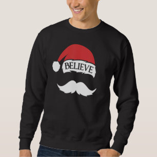 Geloof me Mustache Santa Hat Pet Familie Kerstmis Trui