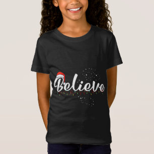 Geloof met Santa Hat Believe Christmas Light T-shirt