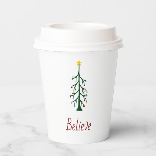 Geloof Modern Evergreen Tree kerstfeest Papieren Bekers (Achterkant)
