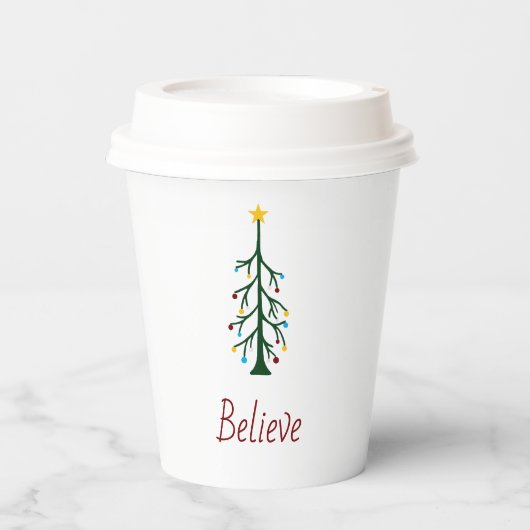 Geloof Modern Evergreen Tree kerstfeest Papieren Bekers (Voorkant)