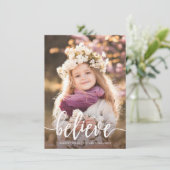 Geloof moderne, handgeschreven kerstfoto feestdagenkaart (Staand voorkant)