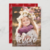 Geloof moderne, handgeschreven kerstfoto feestdagenkaart (Voorkant / Achterkant)