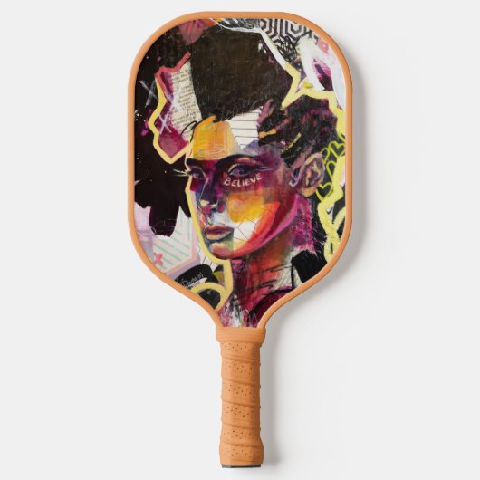 Geloof Monogram Initiaal Rode Bloemen Pickleball Paddle (Voorkant)