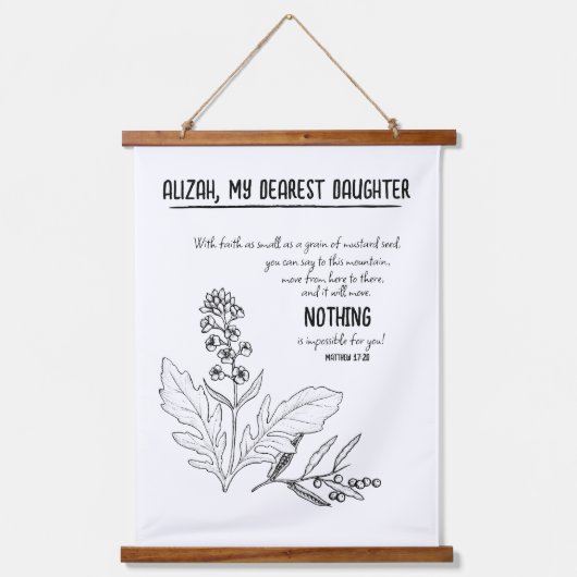 Geloof mosterdzaad hangend wandkleed (Voorkant)