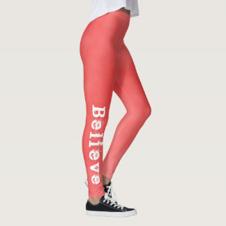 Geloof, motivatie tangerine gekleurde gym leggings
