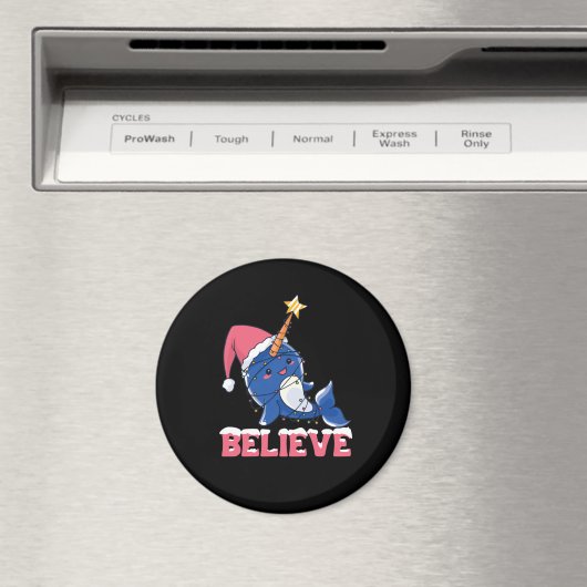 Geloof Narwhal-kerstsneeuwval met luchtlicht Magneet (Insitu (Vaatwasser))