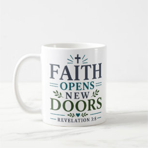 Geloof Opent Nieuwe Deuren Modern Christelijk Kuns Koffiemok