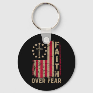 Geloof Over Angst Amerika Trots Ons Vlag Jezus Chr Sleutelhanger