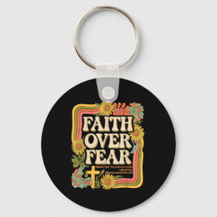 Geloof Over Angst Christelijke Retro Bloemen 70s S Sleutelhanger