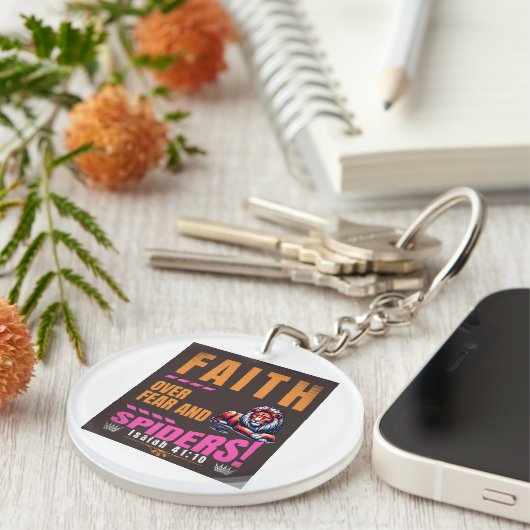 Geloof over angst en spinnen - JESAJA 41:10 Sleutelhanger (Voorkant Rechts)