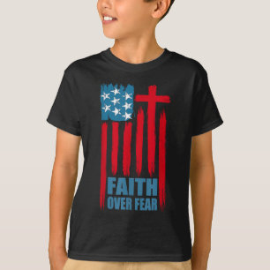 Geloof Over Angst Gebed Amerika Trots Ons Vlag Ame T-shirt