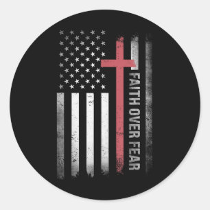 Geloof over angst kruist Christelijke Amerikaanse Ronde Sticker