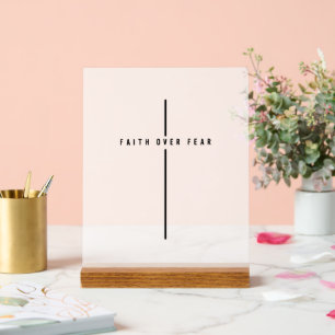 Geloof over angst Minimalistisch Hedendaags Kruis Acryl Bord