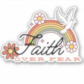 Geloof over angst retro stijl waterdicht sticker (Voorkant)