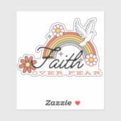 Geloof over angst retro stijl waterdicht sticker (Vel)