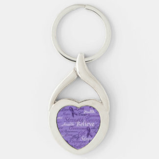 Geloof Paarse ribbon Heart KeyChain