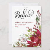 Geloof Red KerstFloral Feestdagenkaart (Voorkant)