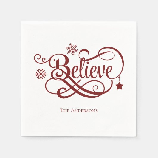 Geloof Red Snowflakes Stars kerstfeestdag Servet (Voorkant)