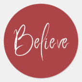 Geloof Rood Kerstmis Ronde Sticker (Voorkant)