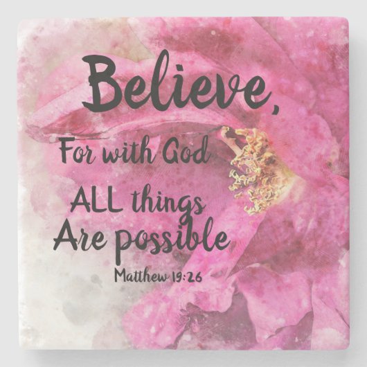 Geloof Roos Square Marble Stone Onderzetter Script (Voorkant)