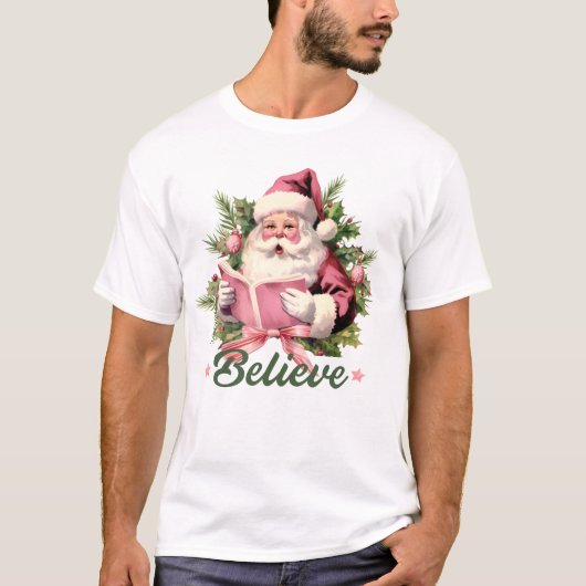 Geloof - Roze Kerstman T-shirt (Voorkant)